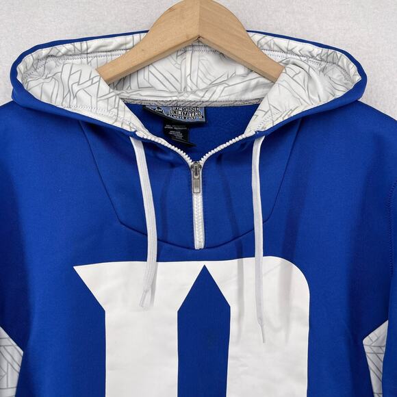 DUKE UNIVERSITY Sweatshirt Adult M LACROSSE BLUE DEVILS Fleece Hooded 1/4 Zip - Picture 3 of 12